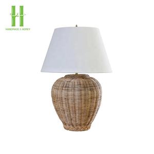 Wholesale Handmade Natural <b>Rattan</b> Bohemian Style Eco-Friendly Table Lamps Bedroom Decoration <b>Lighting</b> Lamp Base <b>Shades</b> OEM - Product Image 5