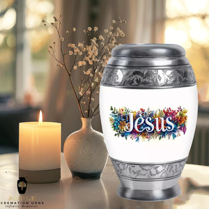 Christian Aluminum Cremation <b>Urn</b> Cross engraved design Cremation <b>Urns</b> Meena Coating Leak-Proof Design Keepsake & <b>Large</b> Options - Product Image 6