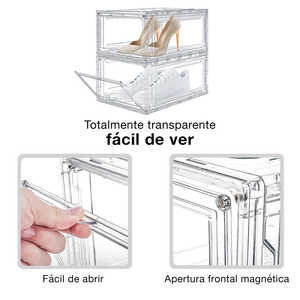 Alexa ชั้นวางรองเท้าอะคริลิกใส24ชิ้น, ชั้นเก็บรองเท้าพับได้สองชั้นพร้อมกล่องจัดเก็บที่ใช้งานได้ - Product Image 5