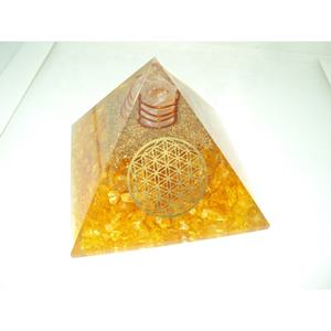 Citrine Orgone Pyramide Avec FOL Symbole En Gros Cristal Artisanat Reiki EMF Protection Résine Énergie Cuivre Méditation Pyramide - Product Image 3