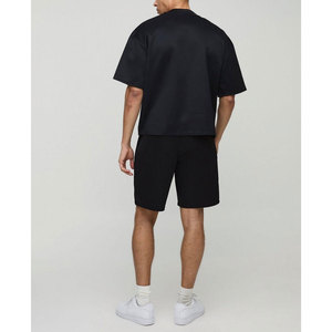 Camiseta lisa de manga corta para hombre de algodón 100% con pantalones cortos, recién llegado, conjuntos de verano de Color sólido para hombre - Product Image 2