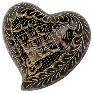 Black Elegance Heart Recuerdo Urnas para cenizas Caja de terciopelo gratis - Product Image 1