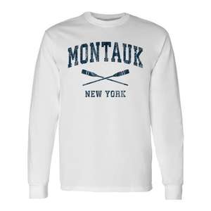 Montauk New York T-shirt à manches longues avec motif de pagaies nautiques - Product Image 1