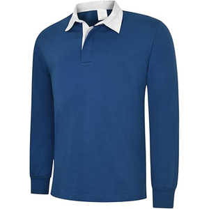 Camiseta clásica de rugby para hombre, 100% algodón, cuello tejido teñido reactivo, puños acanalados, ropa de fútbol de talla grande suave y duradera - Product Image 4