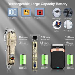 Cortadora de Pelo Profesional Inalámbrica para Hombre, con Pantalla LED, Recortadora de Barba, con Fuente de Alimentación, Batería, Enchufe Tipo US - Product Image 5