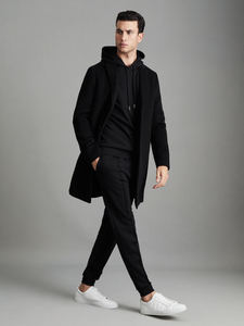 Men's Stylish Athletic Hoodie Lightweight Long Sleeve Pullover Hoodie Winter Sport Hoodie In Black Color - Product Image 3