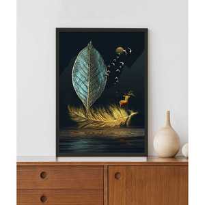 Plume dorée acrylique lumière LED Art mural accent moderne pour la décoration intérieure - Product Image 2