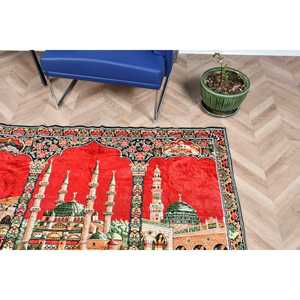 4x5.2 ft Turkish Accent Vintage <b>Red</b> Ombr Eco-Friendly Medium Pile <b>Wool</b> Patchwork Rug with Latex Backing - Product Image 5