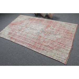 พรมตุรกีวินเทจ ขนาด 4.6x7.4 ฟุต พรมขนสัตว์ลายตารางสีแดง - Product Image 4