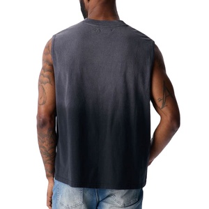 Streetwear Washed Tank <b>Top</b> <b>Men</b> Loose Fit Design <b>Cropped</b> Boxy Fit Jersey Round Neck Fashion Casual Wear 100% Cotton Tank <b>Top</b> - Product Image 5