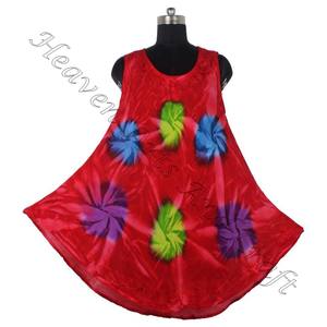 Vente chaude rayonne doux femmes cravate teinture rayonne vêtements de plage robe d'été épaule longue robe femmes parapluie robe cravate teinture coloré - Product Image 1