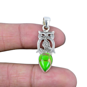 Joyería de piedras preciosas turquesa para mujer, colgante de estilo bohemio de plata, joyería de plata de ley 925, colgante hecho a mano, regalo para mamá - Product Image 1