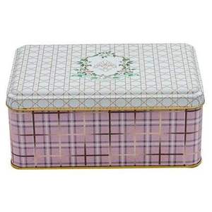 1.6L Rosy Plaid Rectangular Caja de Almacenamiento de Metal 115x190x80mm-Cestas de Metal - Product Image 2