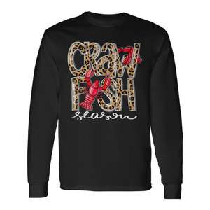 Camiseta de manga larga con estampado de leopardo Crawfish Season, tema Cajun Boil - Product Image 1