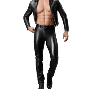 Top best fashion Quality Latest Design Men <b>Leather</b> Pants Wholesale Design Your Own Logo Men Washed top <b>Leather</b> Pants - Product Image 5