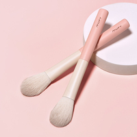 Ensemble professionnel de 5 pinceaux de maquillage vegan, mini, pour voyage, manche en bois, poils doux, blush, fard à paupières, outil de maquillage