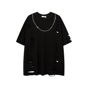 T-shirt pour homme 2026, nouveau, délavé à l'acide, vintage, délavé, à épaules tombantes, surdimensionné, tricoté, ample, à manches courtes, col montant, pour homme - Product Image 6