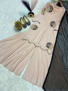 Vêtements de fête Salwar Kameez ensemble avec Bidri travail à la main broderie multi-aiguilles Zari travail-coton élégant séchage rapide - Product Image 4