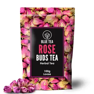 蓝茶-玫瑰花蕾凉茶-3.52盎司 | 排毒茶 | 不含咖啡因-非转基因-素食-富含VIT-C-环保溢价