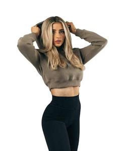 2025 Sudadera con capucha de gran tamaño personalizable para mujer de longitud corta de algodón en blanco de poliéster polar para gimnasio - Product Image 5