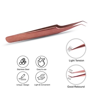 Pinzas para Extensión de Pestañas con Puntas Anguladas a 45 Grados, Color Oro Rosa, Acero Inoxidable, con su Propia Marca - Product Image 3
