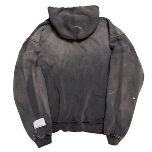 Streetwear Custom Distressed <b>Thermal</b> Acid Wash Sweatshirts No String 100% Cotton <b>Man</b> <b>Hoodi</b> Oversized Baggy <b>Men's</b> <b>Hoodies</b> - Product Image 2