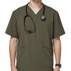 Uniformes Médicos Personalizados Ligeros de Satén Unisex con Cuello en V, Uniforme de Enfermería con Múltiples Bolsillos - Product Image 4