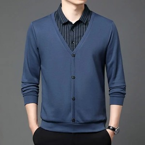 Polo de manga larga para hombre, Polo cálido de lana a rayas para hombre, ropa de calle coreana para primavera y otoño, ropa informal de negocios para hombre - Product Image 6