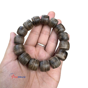Pulsera elástica de cuentas de madera de agar natural 100%, joyería elástica de Vietnam, pulsera de cuentas con madera de agar de Vietnam - Product Image 5