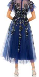 Cuello alto Corsé Estilo Verano Vestido natural Adultos Prom Flutter Manga Adornado Lentejuelas Bordado Corpiño Escote redondo - Product Image 2