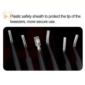 Kit de pinces à épiler incurvées pointues en acier inoxydable avec étui pour extensions de cils personnelles et professionnelles - Product Image 2