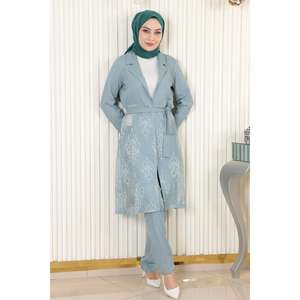 Ensemble décontracté en dentelle avec hauts longs et longueur midi - Product Image 4