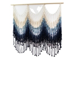 Art mural de haute qualité pour lit, suspension murale en macramé, art mural bleu marine - Product Image 1