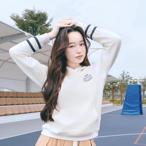 Prêt à expédier sweat à capuche pour femme 100% coton éponge française 360 GSM respirant fermeture éclair poche kangourou broderie-Joyce - Product Image 1