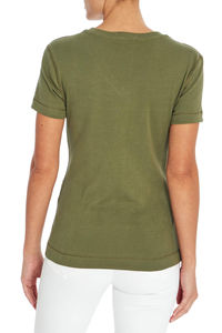 เสื้อยืดสีขาวเข้ารูปเข้ารูปสำหรับผู้หญิงเสื้อครอปสแปนเด็กซ์แบบแห้งเร็วพร้อมคอกลมและแขนสั้นกำหนดโลโก้เองสไตล์ลำลอง - Product Image 6