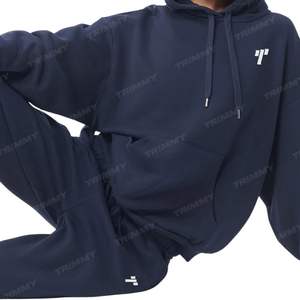 Haute qualité personnalisé femmes pull à capuche couleur unie décontracté hiver Sport Style fait Pakistan polaire col rond court - Product Image 2