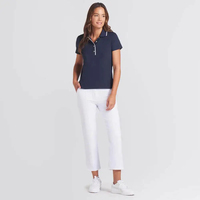 Polo en coton tricoté 100% pour femmes, vente de polos personnalisés avec impression et logo sur mesure pour femmes