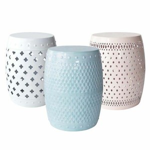 Taburete de Metal martillado para jardín, muebles para el hogar, tambor lateral, forma de barril, 3 unidades - Product Image 1