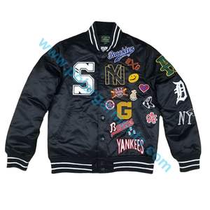 Chaqueta bomber de satén personalizable al por mayor OEM acabado brillante de primera calidad ligera y elegante perfecta para marcas de moda y minoristas - Product Image 4