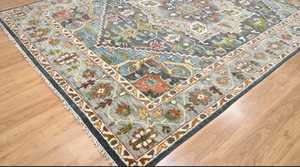 9x12 Blue Oushak Hand Knotted Modern Rug Turkish Style Coffee <b>Brown</b> Navy Green Abstract Pattern Customizable Options Available - Product Image 5