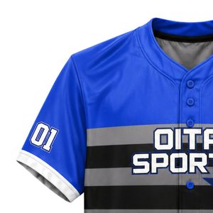 Camiseta de Béisbol Azul Rey y Gris – Camisa de Béisbol Personalizada con Botones al Frente, Uniforme Deportivo Transpirable para Hombres y Mujeres - Product Image 4