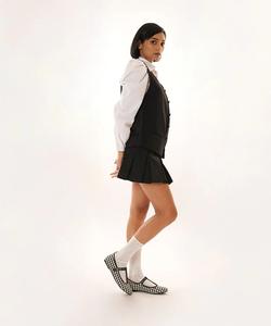 Nouvelles ballerines à carreaux à la mode pour femmes à feuilles persistantes plat Mary Janes pour l'été hiver mousson automne printemps bout rond anti-dérapant - Product Image 4