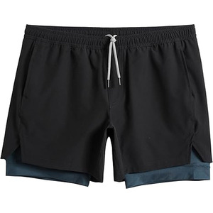 Pantalones cortos deportivos para hombre con estampado personalizado de doble capa, pantalones cortos transpirables de secado rápido con Forro fino para hombre - Product Image 1