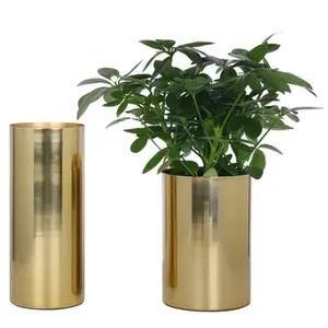 Latest Flower <b>Vases</b> <b>set</b> of 2 Gold Coated Finished New Metal Flower Pot For Home Living Room Table Top Decorative Item - Product Image 1