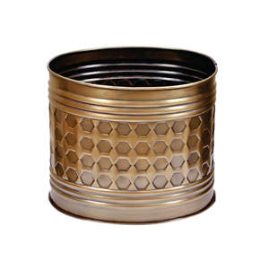 Jardinière en laiton de style ferme moderne avec détails perlés, pot à fleurs conique en métal pour plantes succulentes, contenants de jardin vintage en métal - Product Image 5