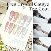 12 couleurs, 4 gratuits, Top Coat effet œil de chat cristallin, brillant, gel magnétique, effet œil de chat, gel de finition pour salon, sans Hema/TPO/Hpma/Tmpta