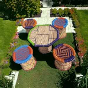 Ensemble de meubles de patio d'extérieur multicolores modernes Tabouret ottoman 4 pièces unique pour le salon, la chambre, le jardin et les hôtels. - Product Image 1