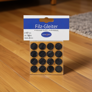 Patins en feutre auto-adhésifs marron de 17 mm pour tapis et protections, 16 pièces par carte SB - Product Image 3