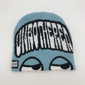Gorro de invierno con logotipo personalizado unisex con etiqueta tejida reversible de dos colores imagen elegante personaje de dibujos animados al aire libre patrón de frutas - Product Image 1