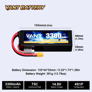 Vant RC bay không người lái LiPo pin 4S 14.8V 3300mAh 75C RC Xe Xe Xe tải RC máy bay trực thăng/FPV - Product Image 4